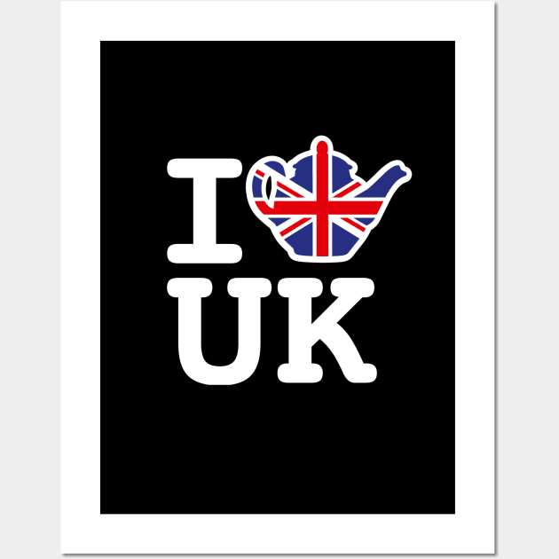 I love UK Union Jack Flag United Kingdom British teapot Wall Art by LaundryFactory